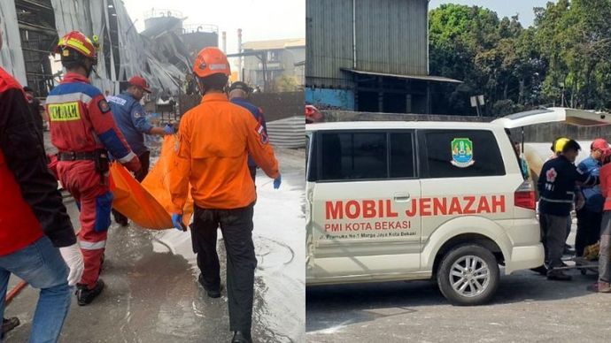 Korban jiwa kebakaran PT Priscolin di Bekasi.