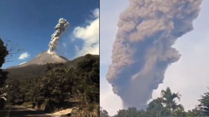 Erupsi Gunung Lewotobi di Kabupaten Flores Timur, Nusa Tenggara Timur. <b>(Tangkapan layar X)</b>