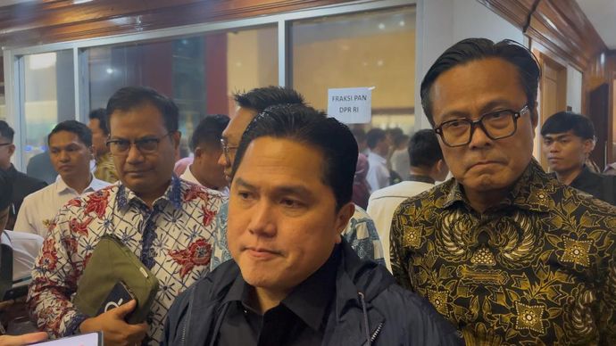 Menteri BUMN Erick Thohir buka suara soal batalnya rencana pembangunan Terminal 4 di Bandara Soekarno-Hatta. (Ntvnews.id-Muslimin  Trisyuliono). 