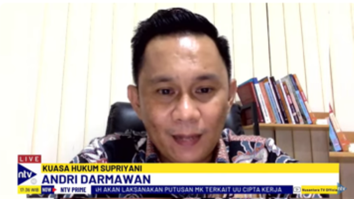 Kuasa hukum guru Supriyani, Andri Darmawan dalam Dialog NTV Prime di NusantaraTV/tangkapan layar NTV