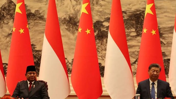 Presiden Prabowo Subianto bersama dengan Presiden Xi Jinping menyaksikan penandatanganan sejumlah nota kesepahaman atau memorandum of understanding (MoU) kerja sama kedua negara di Balai Besar Rakyat pada Sabtu (09/11/2024).