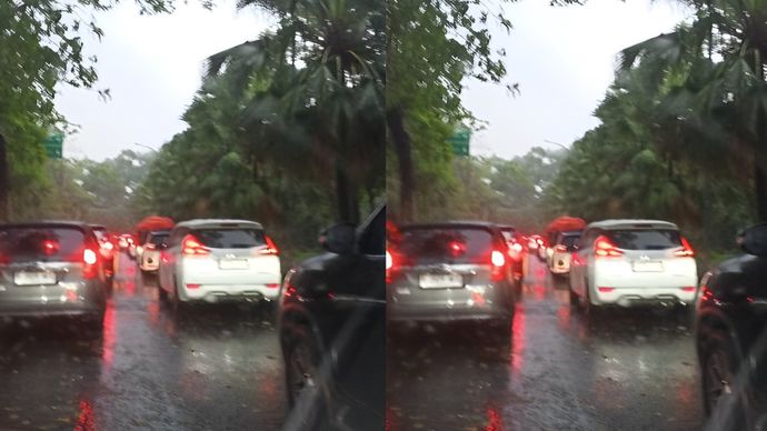 Kemacetan parah di gerbang tol Bintaro Utama, Minggu 10 November 2024.