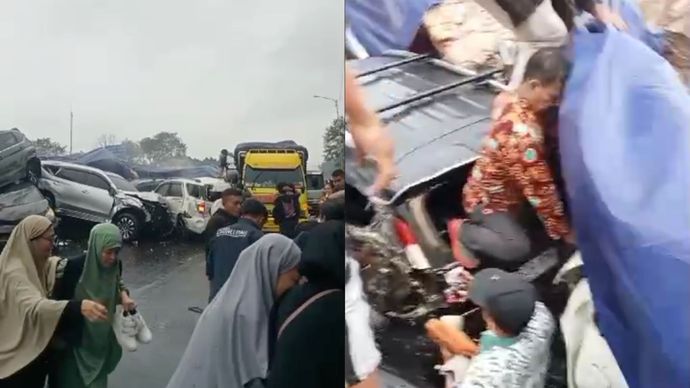 Penumpang Menyelamatkan Diri di Kecelakaan Tol Cipularang <b>(Instagram)</b>