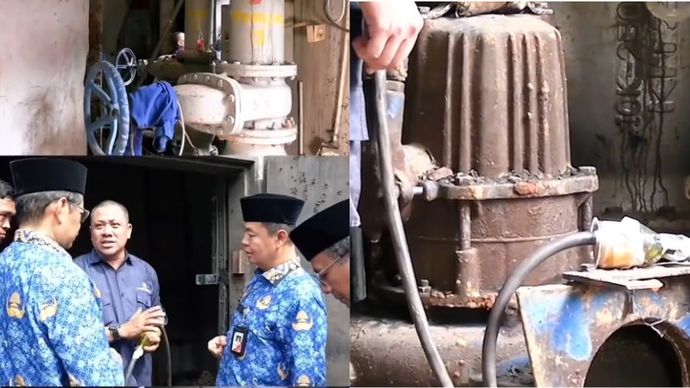 Pj Gubernur Jakarta, Teguh Setyabudi, memantau kabel CCTV pompa air telah dipotong oleh orang tak dikenal.