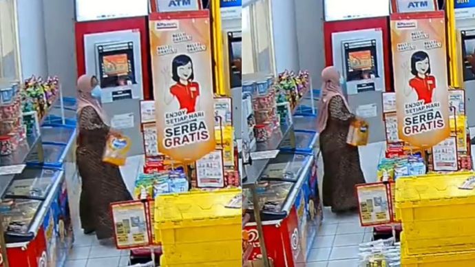 Seorang ibu mencuri dua kotak susu di sebuah minimarket