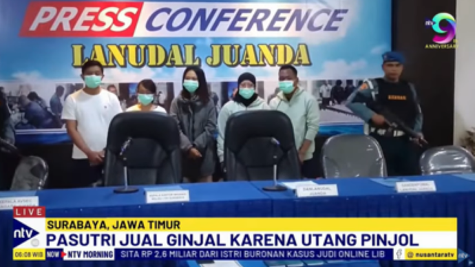 Pasutri ditangkap karena menjual ginjal akibat terlilit utang pinjol/tangkapan layar NTV