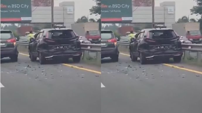 Kecelakaan beruntung di tol JORR arah Serpong