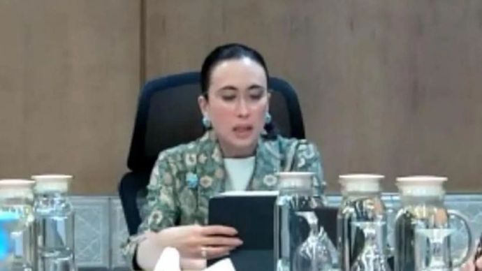 Menpar Menteri Pariwisata Widiyanti Putri Wardhana dalam &ldquo;Rapat Penanganan Dampak Bencana Gunung Lewotobi Laki-Laki di Sektor Pariwisata&rdquo; yang berlangsung secara daring di Jakarta, Rabu (13/11/2024). ANTARA/HO/Kemenparekraf.