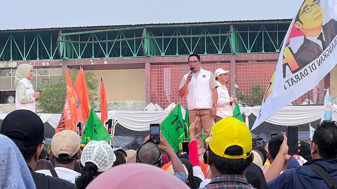 Ridwan Kamil dalam kampanye akbar di Cengkareng, Jakarta Barat. 