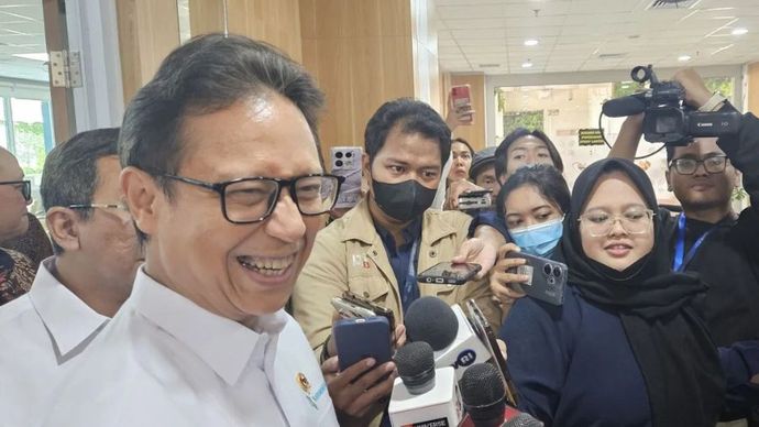 Menteri Kesehatan Budi Gunadi Sadikin ketika ditemui usai konferensi pers di Jakarta, Jumat (15/11/2024). <b>(Dok.Antara)</b>