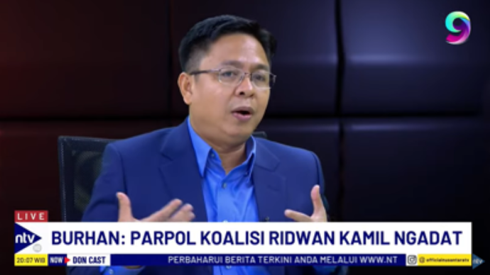 Founder sekaligus Peneliti Utama Indikator Politik Indonesia, Burhanuddin Muhtadi dalam acara DonCast di NusantaraTV/tangkapan layar NTV