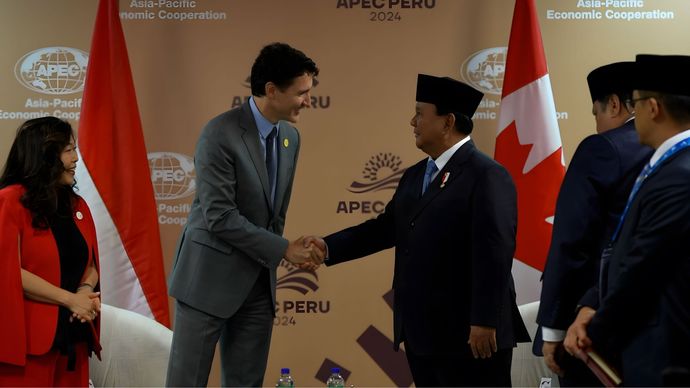 Presiden Indonesia Prabowo Subianto bertemu dengan Perdana Menteri Kanada Justin Trudeau <b>(Ist.)</b>