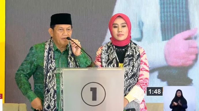 Calon gubernur Jawa Barat nomor urut 1, Acep Adang Ruhiat soroti kasus teror bom yang terjadi di Univeritas Katolik Parahyangan (Unpar) Bandung dalam debat Pilgub Jabar 2024