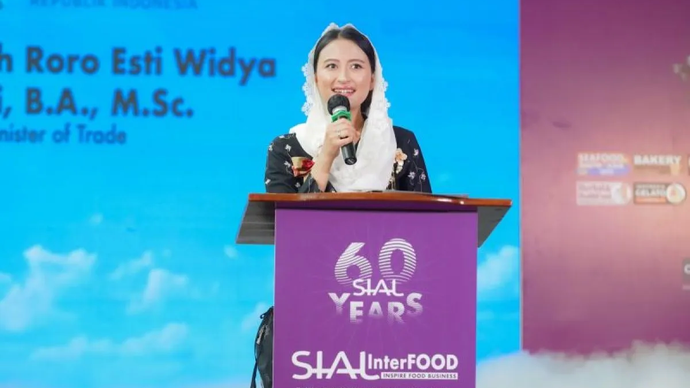 Wakil Menteri Perdagangan (Wamendag) Dyah Roro Esti Widya Putri dalam pembukaan gelaran Salon International de L'alimentation (SIAL) Interfood ke-25, di Jakarta, Rabu (13/11/2024).