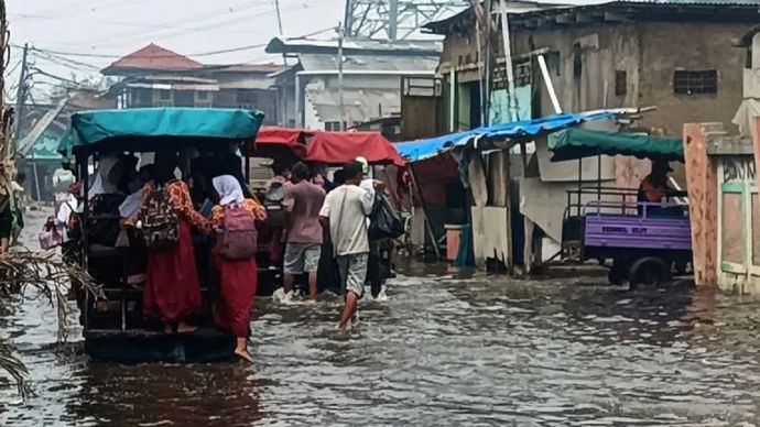 Banjir rob di Jakarta Utara. (Antara) 