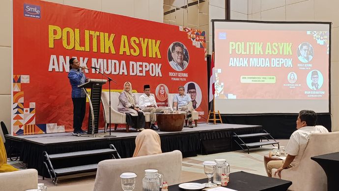 Calon Walikota Depok nomor urut 1, Imam Budi Hartono, menggelar diskusi bersama para mahasiswa dan kaum gen z di Kota Depok, Senin (18/11/2024) <b>(DOK)</b>