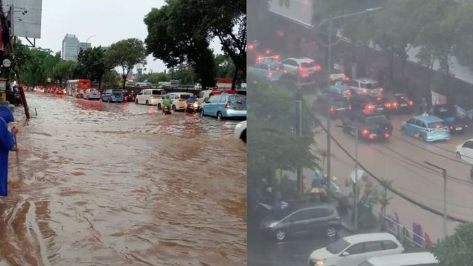 Banjir di wilayah ruas Jalan TB Simatupang arah Fatmawati, pada Selasa, 19 November 2024.