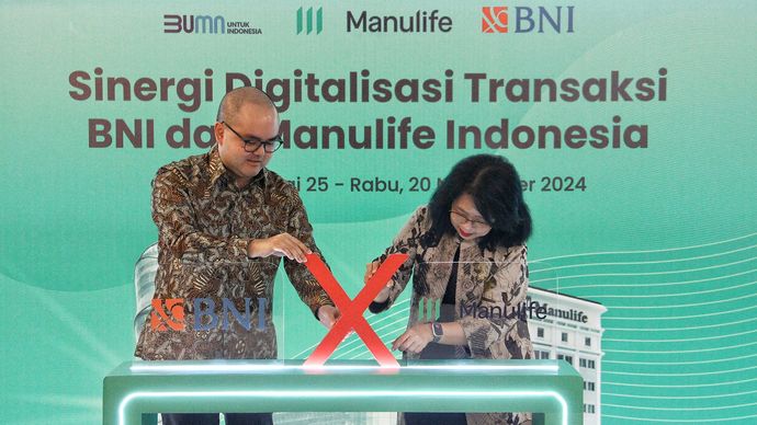 PT Bank Negara Indonesia (Persero) Tbk atau BNI terus memperkuat inovasi layanan digitalnya dengan menggandeng Asuransi Jiwa Manulife Indonesia (Manulife Indonesia). 