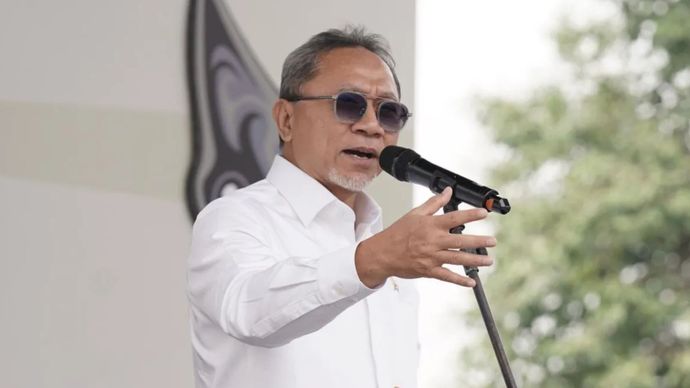 Menteri Koordinator Bidang Pangan Zulkifli Hasan saat menghadiri gelaran Hari Pangan Sedunia di Bandung, Jawa Barat.