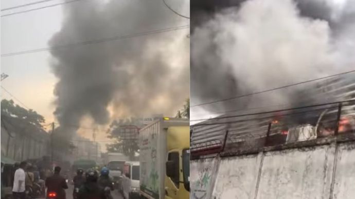 Kebakaran di depan pom bensin Kapuk, Jakarta Barat.