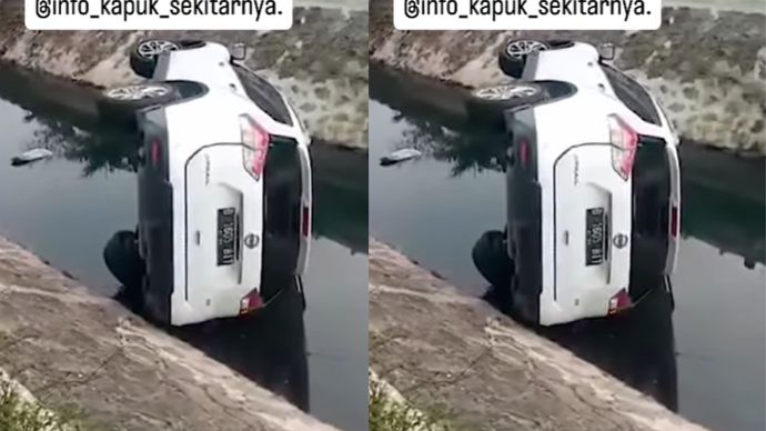 Mobil tercebur ke saluran air Jalan Marina PIK