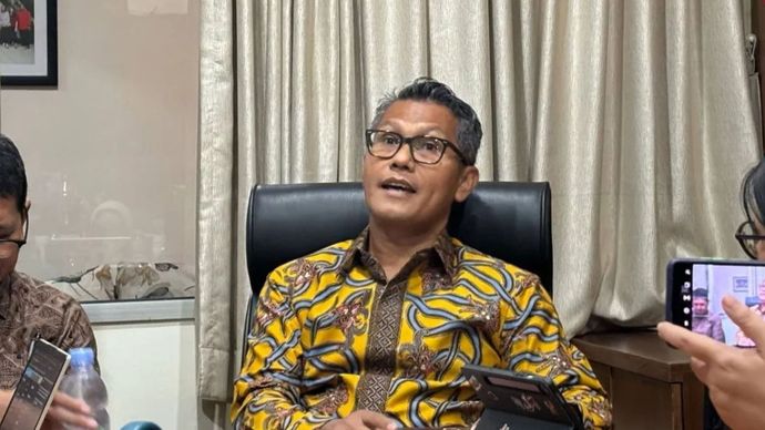 Juru bicara Kemenperin Febri Hendri Antoni Arif dalam jumpa awak media di Jakarta.