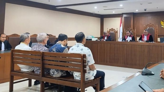 Sidang pembacaan putusan kasus dugaan korupsi proyek pembangunan jalur kereta api Balai KA di Pengadilan Tipikor Jakarta, Senin (25/11/2024).