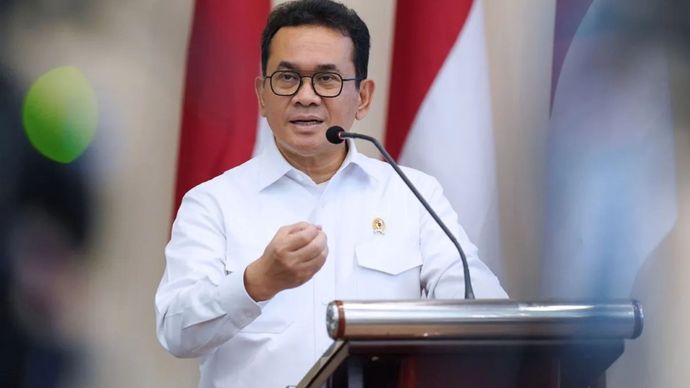 Menteri Perdagangan Budi Santoso saat menghadiri kuliah umum di Universitas Gajah Mada, Yogyakarta, Senin (25/11/2024).