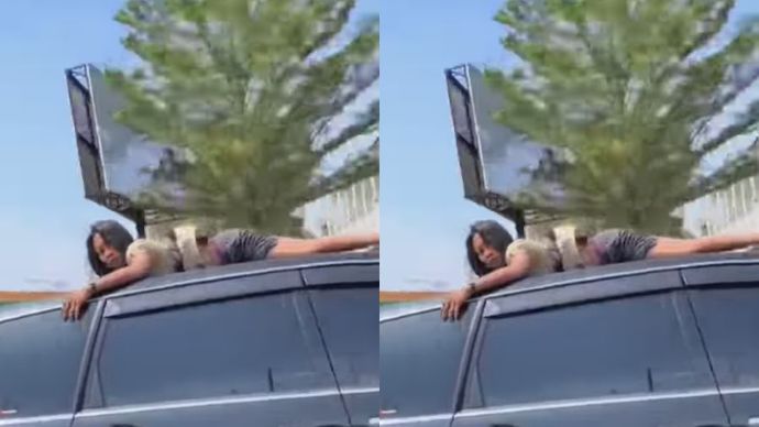 Viral Perempuan Berada di Atas Mobil yang Sedang Berjalan di Kawasan Summarecon Bekasi.