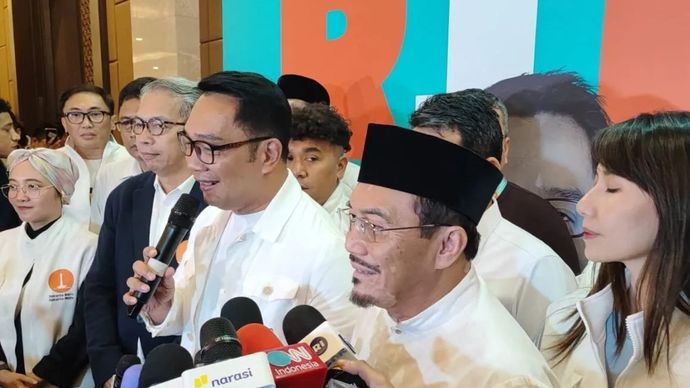 Calon Gubernur dan Wakil Gubernur Jakarta nomor urut 1, Ridwan Kamil-Suswono. (Foto: ANTARA/Syaiful Hakim)