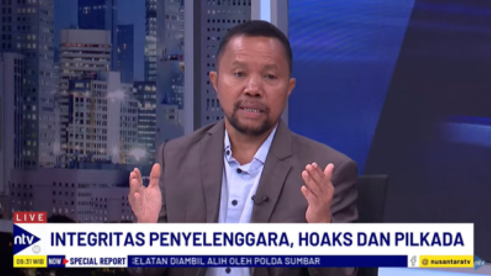 Pendiri Koalisi Cek Fakta, Wenseslaus Manggut dalam dialog Special Report Pilkada Serentak 2024 di NusantaraTV/tangkapan layar NTV