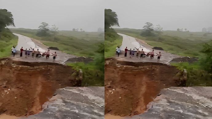 Akses utama Puncak Dua Hambalang Bogor terputus.