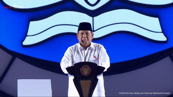 Prabowo Subianto di Peringatan Hari Guru Nasional.