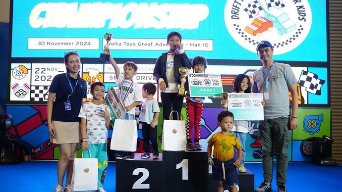 Kompetisi balap mobil mini untuk anak-anak ini berhasil menarik perhatian banyak pengunjung MUF GJAW. (Foto: Istimewa)