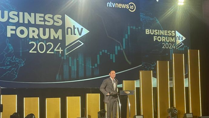 Menteri Koordinator Infrastruktur dan Pembangunan Kewilayahan Agus Harimurti Yudhoyono (AHY) dalam NTV Business Forum 2024 (Ntvnews.id-Muslimin Trisyuliono)