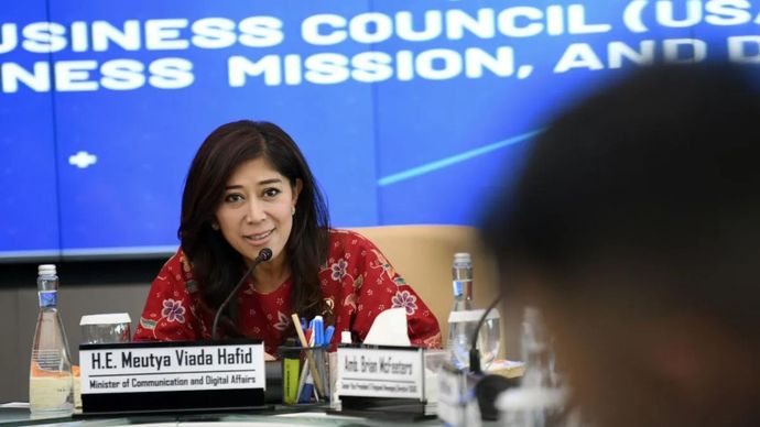 Arsip foto - Menteri Komunikasi dan Digital (Menkomdigi) Meutya Hafid dalam pertemuan bersama US-ASEAN Business Council&rsquo;s (US-ABC) di Jakarta, Rabu (4/12/2024). 