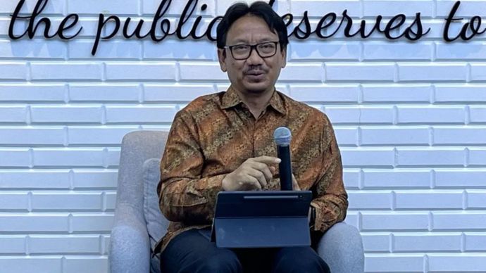 Inspektur Jenderal Kementerian Komunikasi dan Digital Arief Tri Hardiyanto dalam acara 