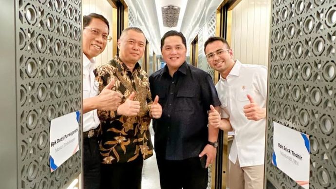 Raffi Ahmad, Erick Thohir, Dudy Purwagandhi