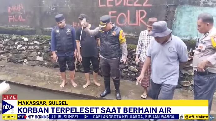 Bocah 8 tahun di Makassar tewas terseret arus drainase. 