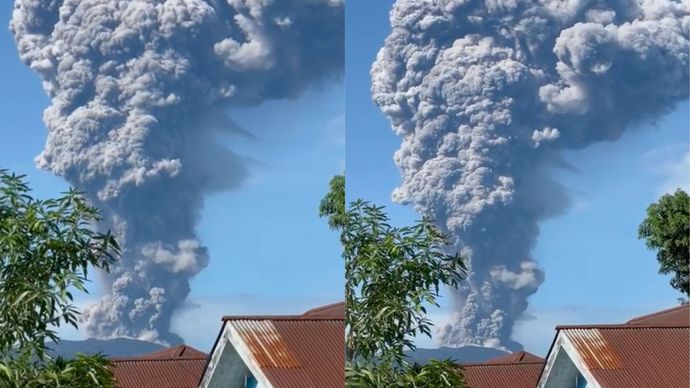 Gunung Dukono di Maluku Utara erupsi.