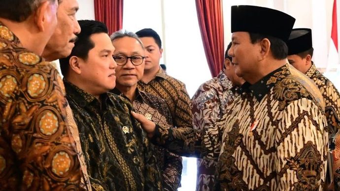 Presiden Republik Indonesia, Prabowo Subianto dan Ketua Umum PSSI, Erick Thohir.