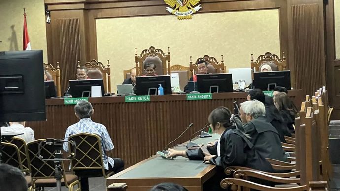 Suasana sidang tuntutan Terdakwa Budi Said selaku pengusaha sekaligus &lsquo;crazy rich' Surabaya dan mantan General Manager (GM) Antam Abdul Hadi Aviciena di ruang sidang Pengadilan Tindak Pidana Korupsi (Tipikor), Jakarta, Jumat (13/12/2024).