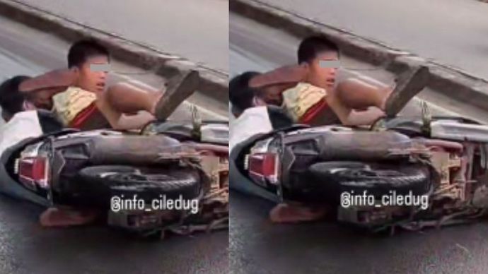 Tiga Bocah Terjatuh dari Motor Usai Bersenggolan dengan Pengendara Lain