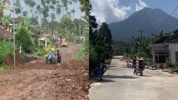 Tukang Bakso Pakai Dana Pribadi Bangun Jalan Desa 