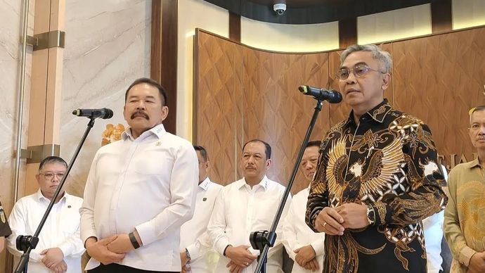 Jaksa Agung Sanitiar Burhanuddin dan Ketua KPK Setyo Budiyanto. (Antara) 