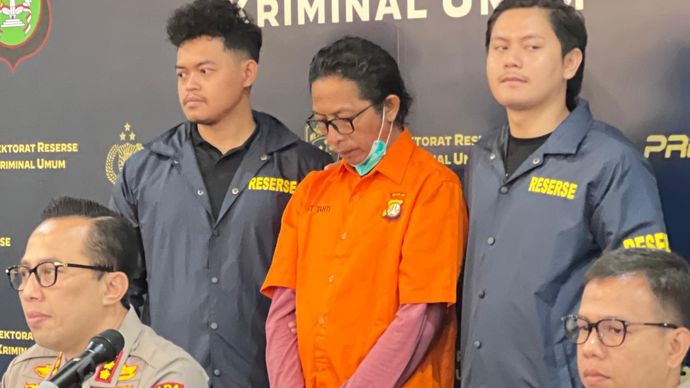 Nanang Irawan alias Gimbal saat berbaju tahanan. (NTVNews.id) 