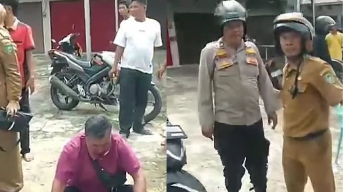 Seorang oknum polisi Polres Prabumulih, Iptu M. Yunus, menendang wajah seorang pria tua bernama Jauhari (54) hingga mengalami patah hidung.