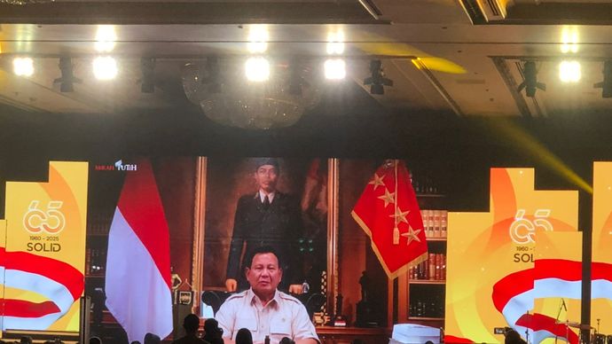 Prabowo dalam video sambutannya di HUT Ormas MKGR