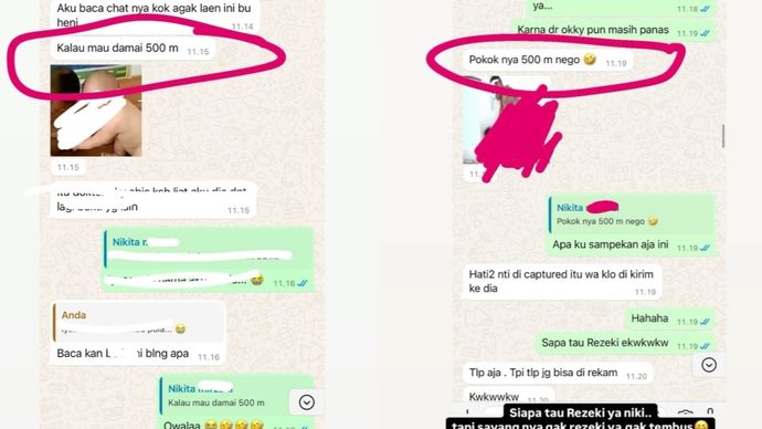 Chat Nikita Mirzani ke Shella Saukia <b>(Instagram)</b>