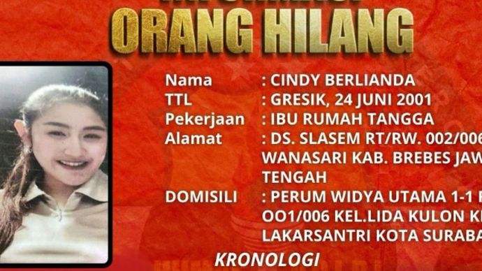 ibu muda belum kembali ke rumah sejak 11 januari